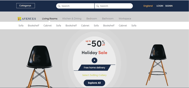 Avenues Ecommerce Landing Page